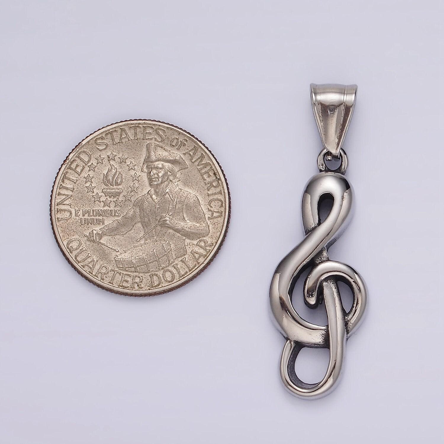 Stainless steel treble g-clef musical symbol pendant | p-1192