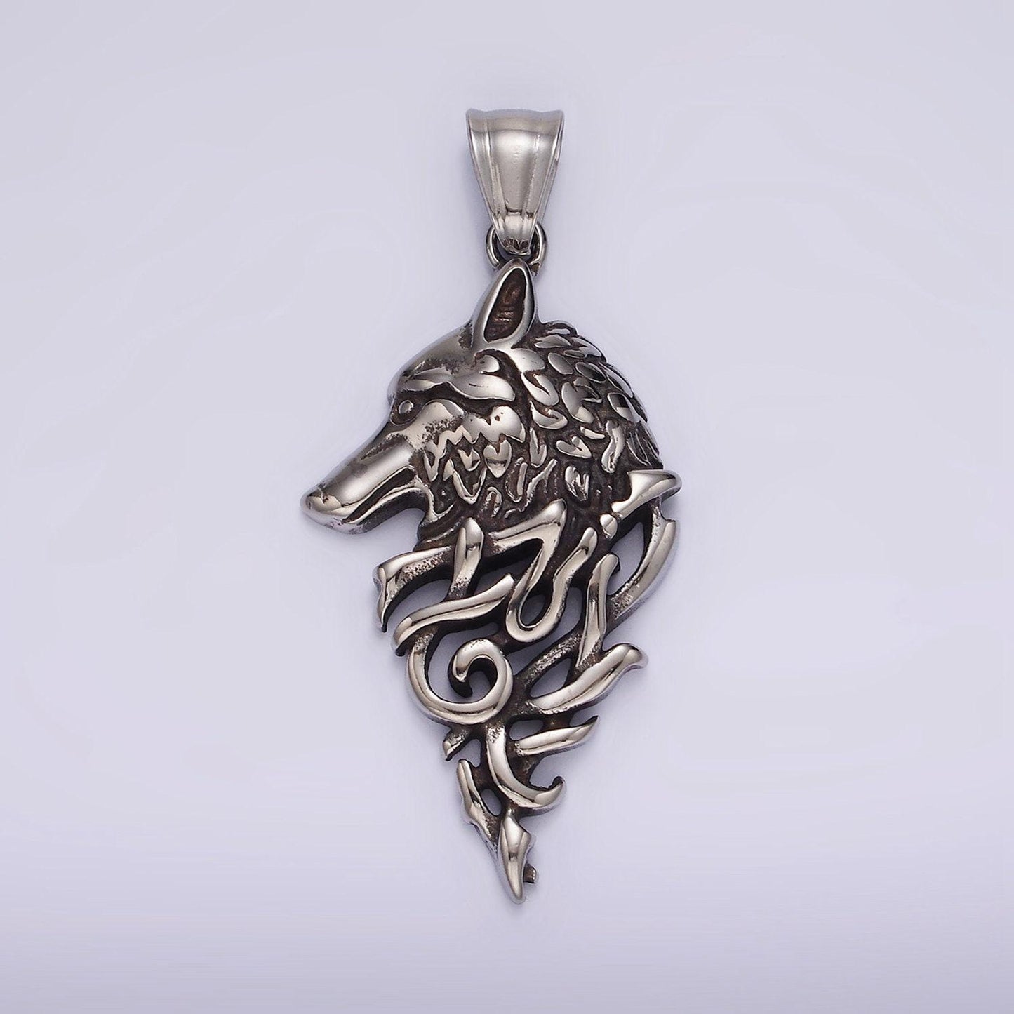 Stainless steel wolf sigil head pendant | p-1185