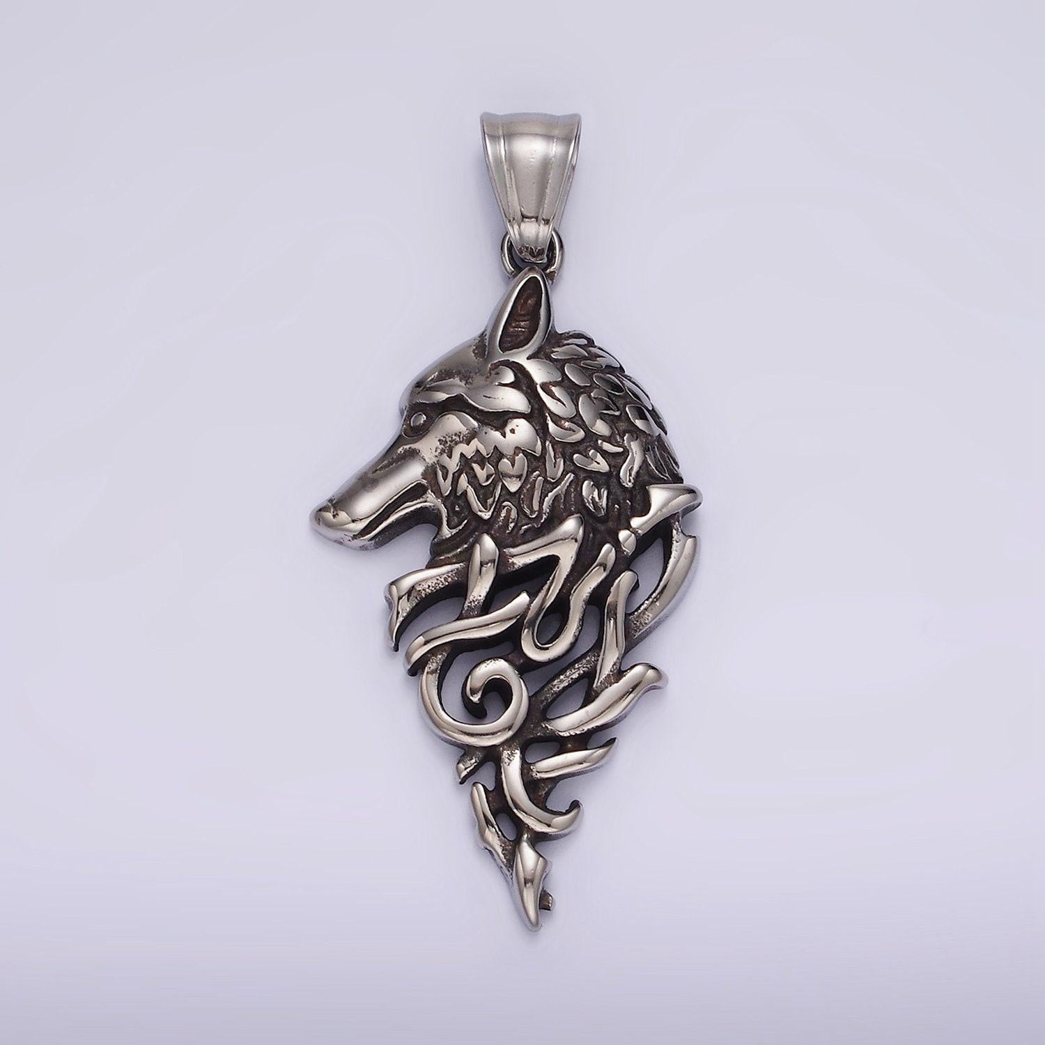 Stainless steel wolf sigil head pendant | p-1185