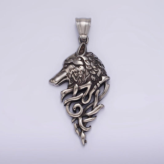Stainless steel wolf sigil head pendant | p-1185