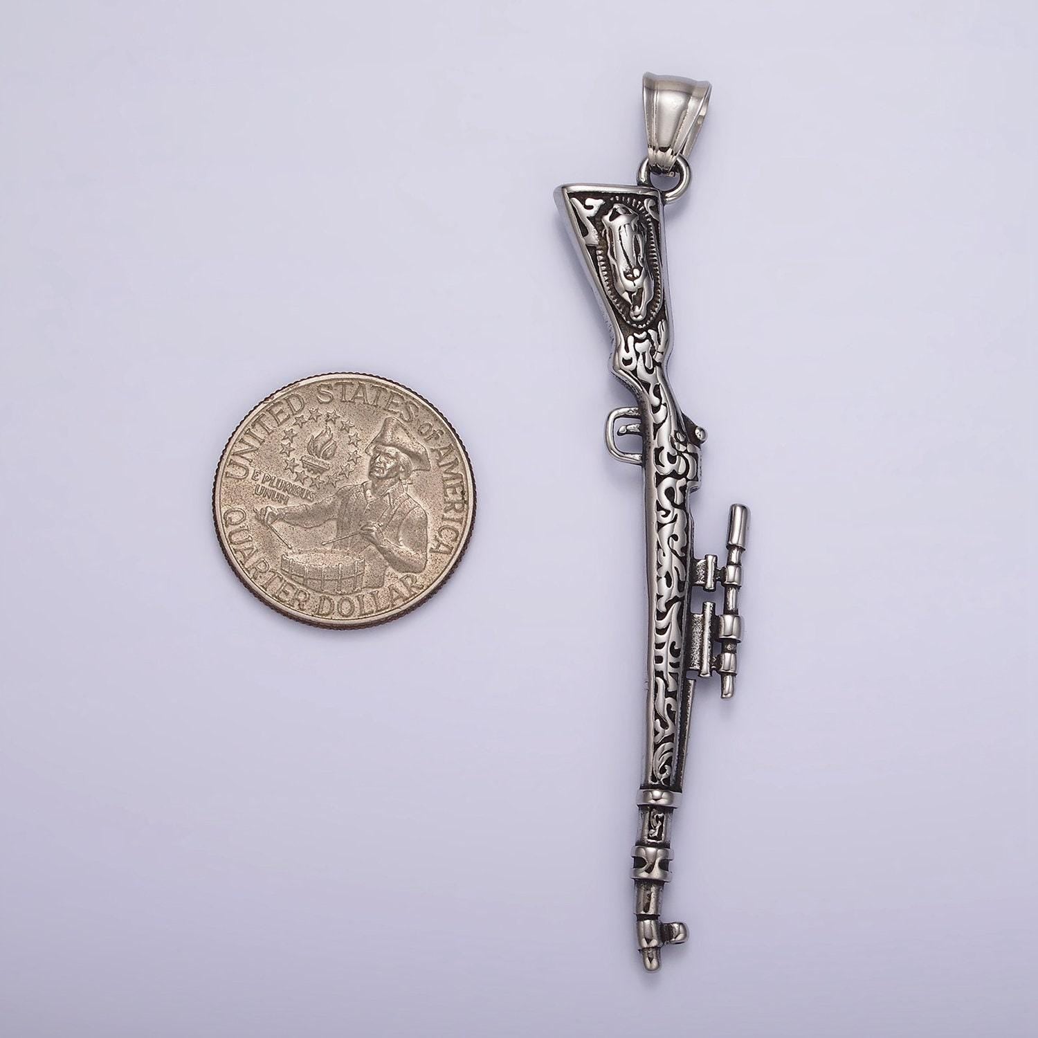 Stainless steel 83.2mm sniper rifle with guadalupe | p-1187