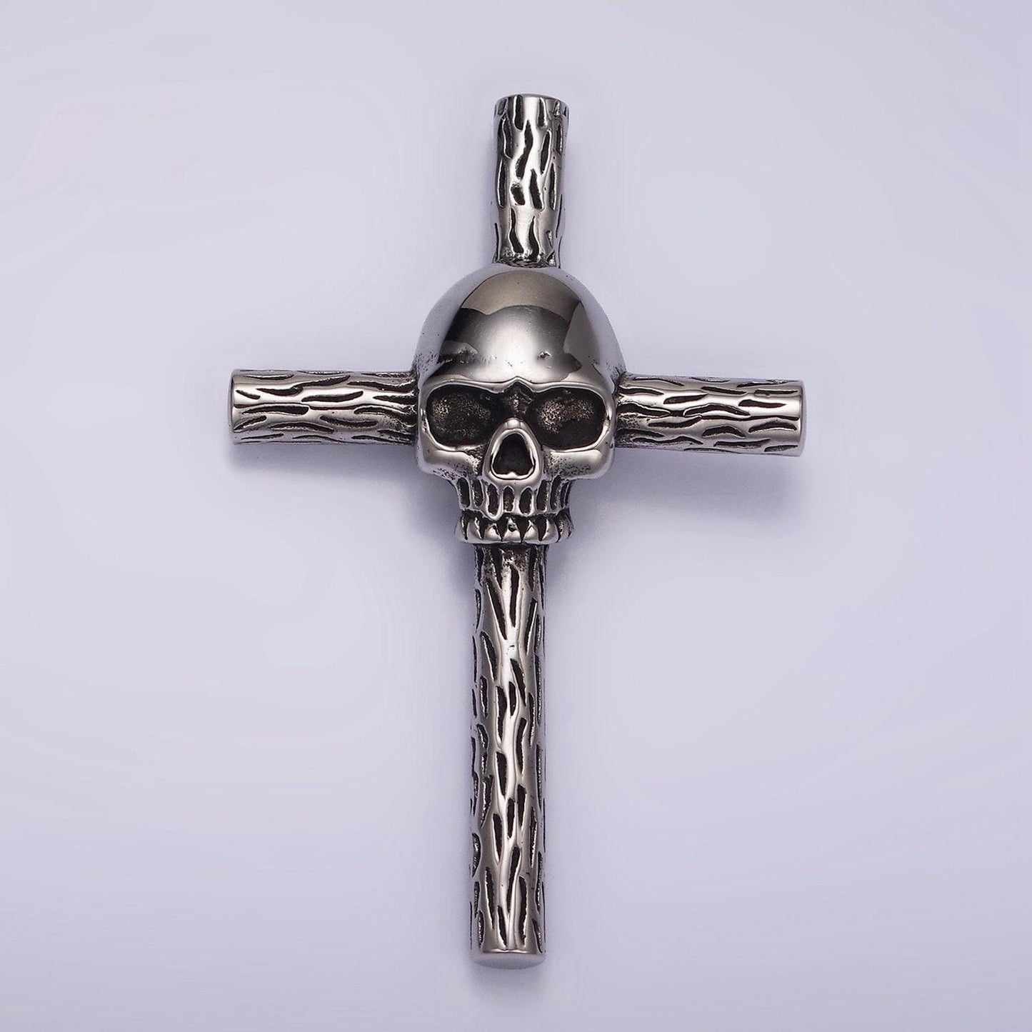 Stainless steel skull on cross, punk gothic style pendant necklace for men jewelry charm| p-1179