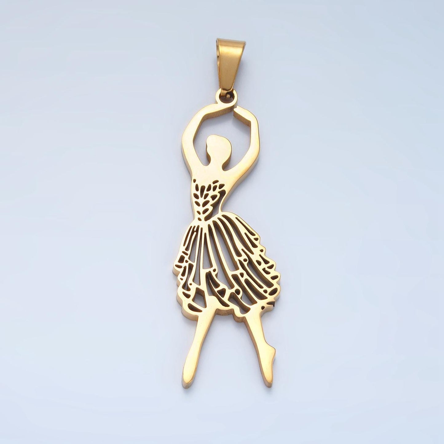 Stainless steel ballerina dangle charm gold ballet dance girls pendant minimalist jewelry making teacher gift appreciation p1485