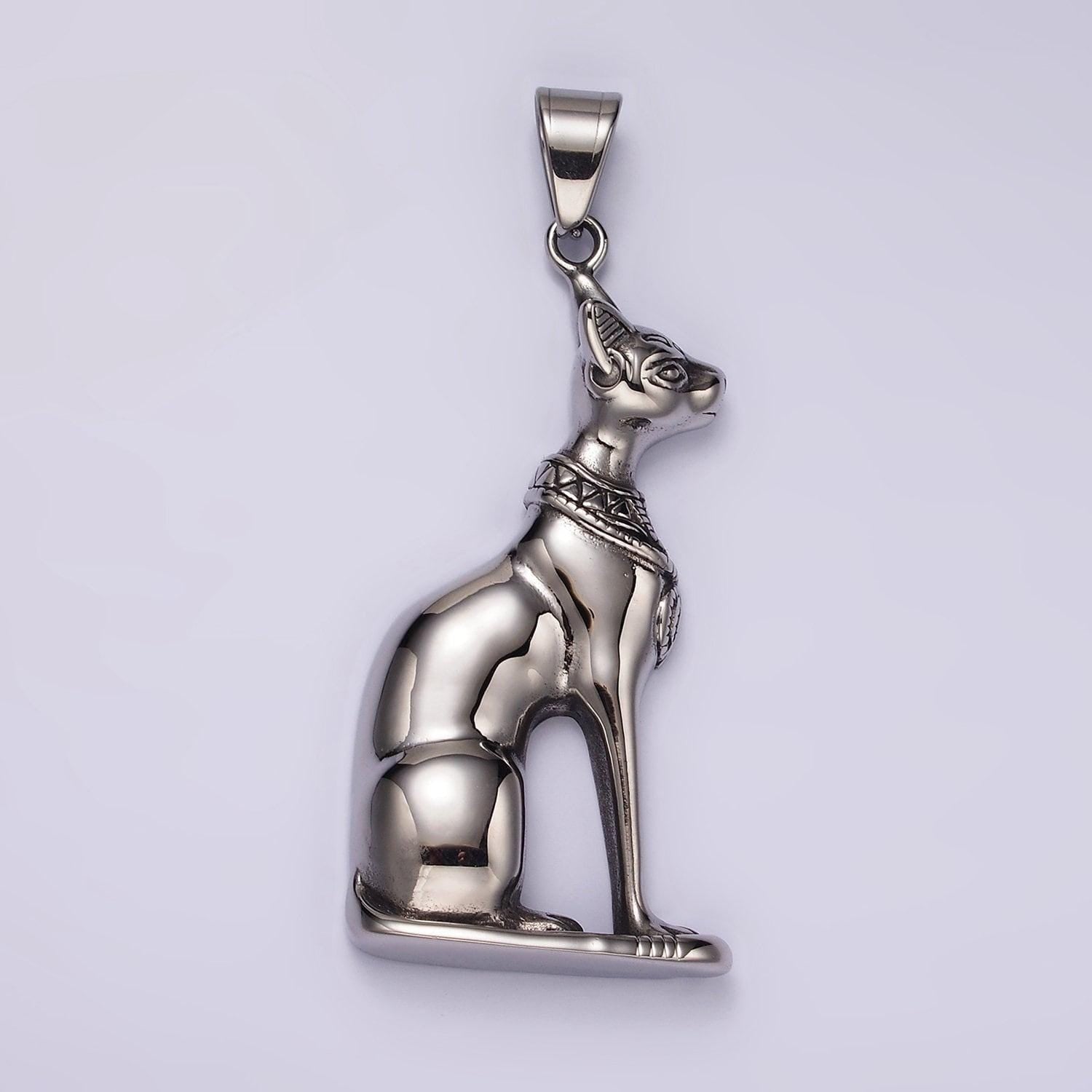 Stainless steel egyptian cat, cat goddess jewelry inspired for necklace charm pendant | p-1173