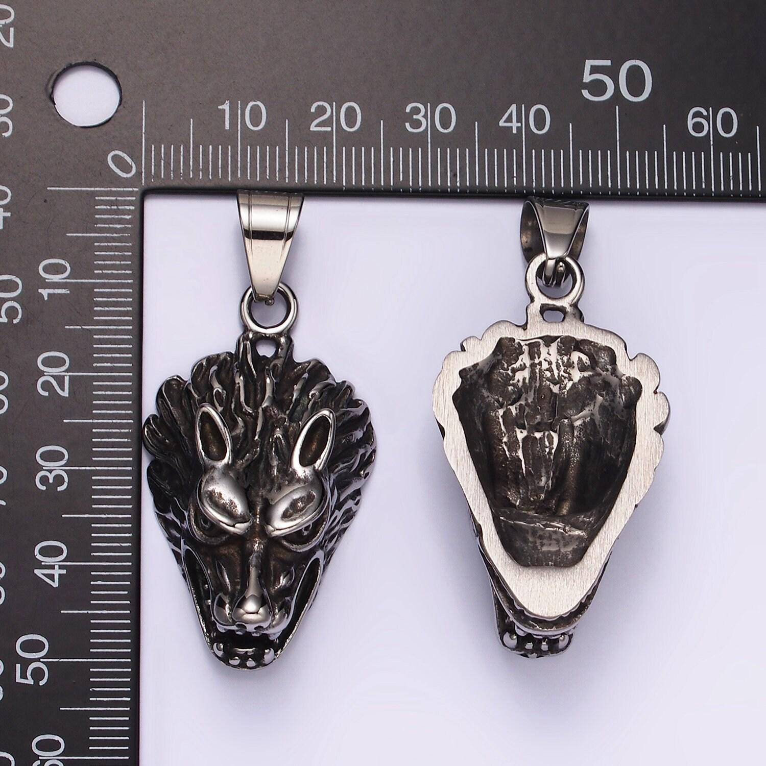Stainless steel men wolf head pendant for diy jewelry werewolf halloween jewelry inspired | p-1174