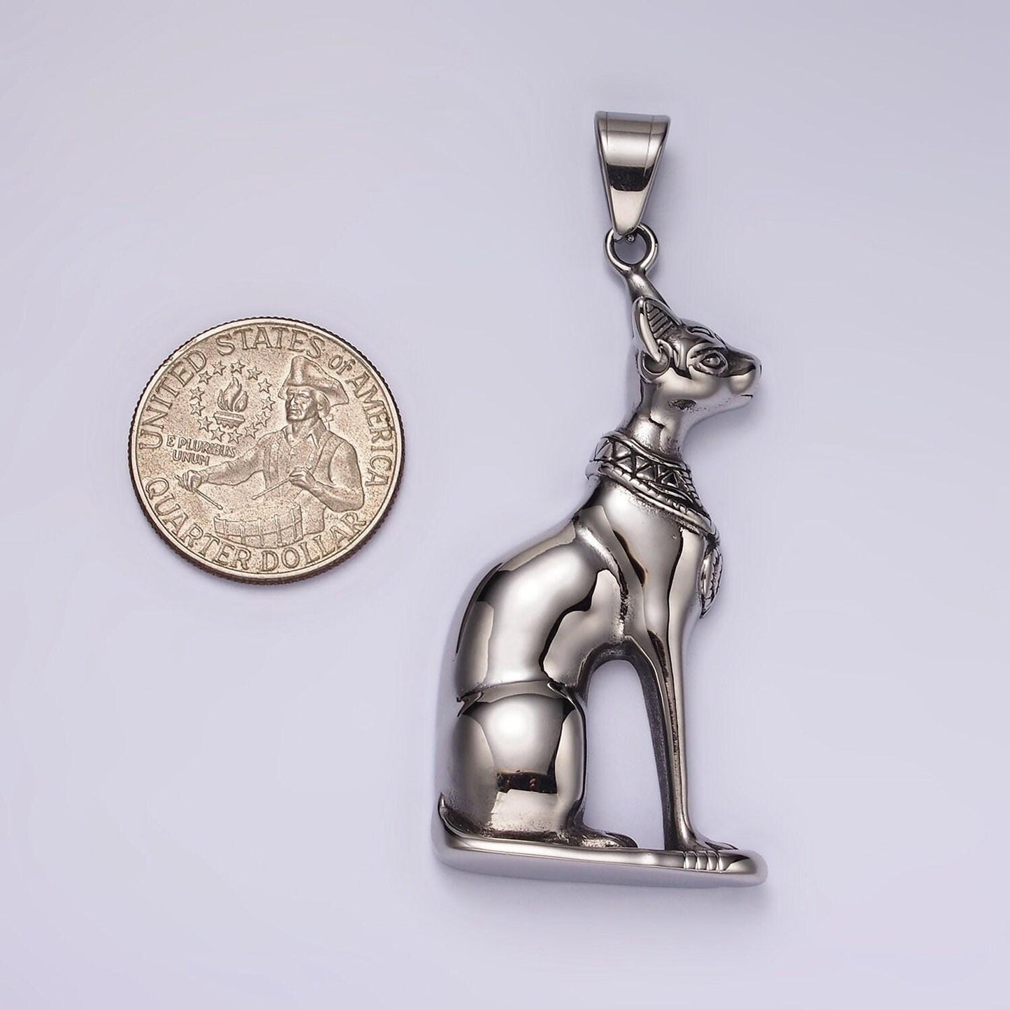 Stainless steel egyptian cat, cat goddess jewelry inspired for necklace charm pendant | p-1173
