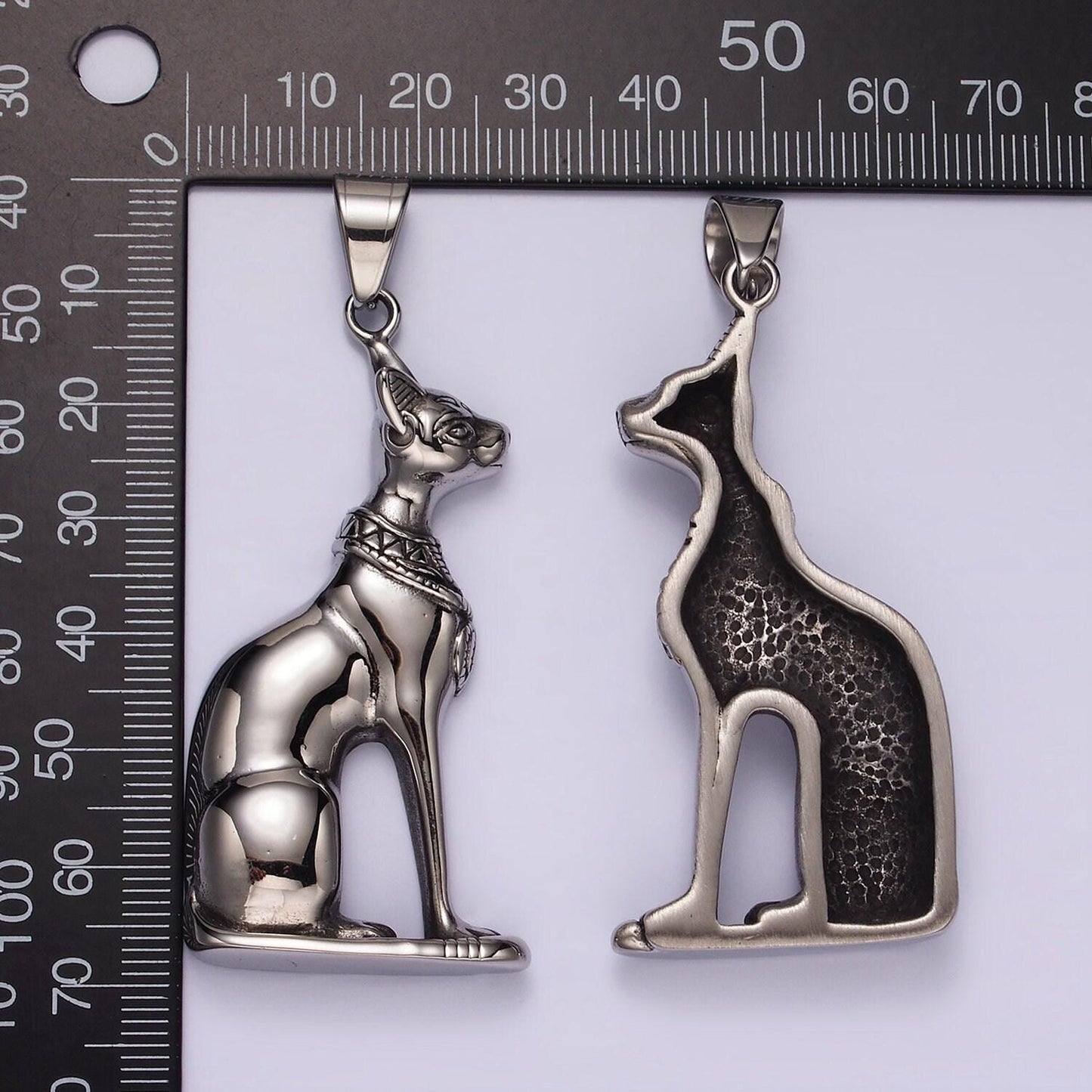 Stainless steel egyptian cat, cat goddess jewelry inspired for necklace charm pendant | p-1173