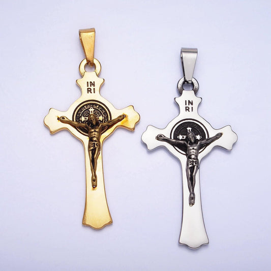 Stainless steel jesus inri cross crucifix pendant for necklace christian jewelry making jesus in the cross gold pendant