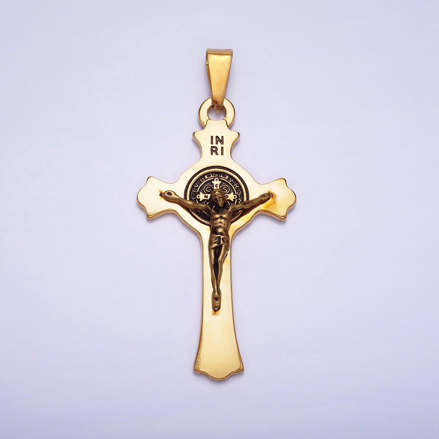 Stainless steel jesus inri cross crucifix pendant for necklace christian jewelry making jesus in the cross gold pendant