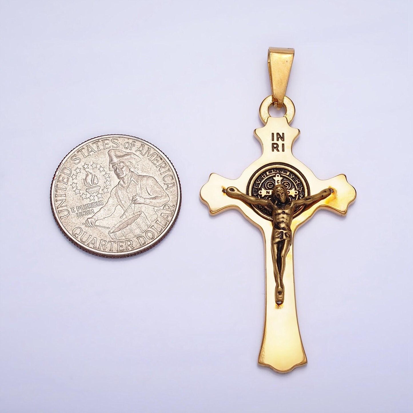 Stainless steel jesus inri cross crucifix pendant for necklace christian jewelry making jesus in the cross gold pendant