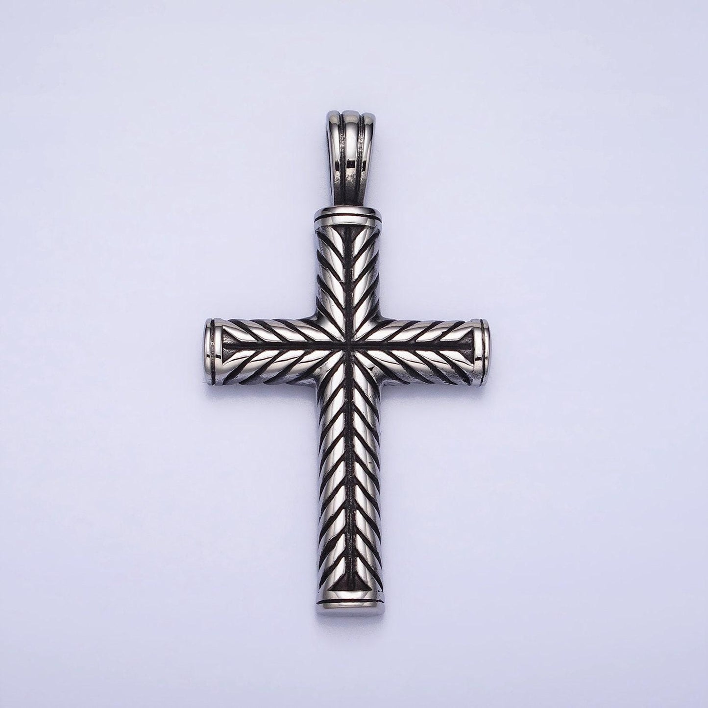 Men chevron cross necklace pendant stainless steel chevron cross charm necklace religious statement jewelry making supply