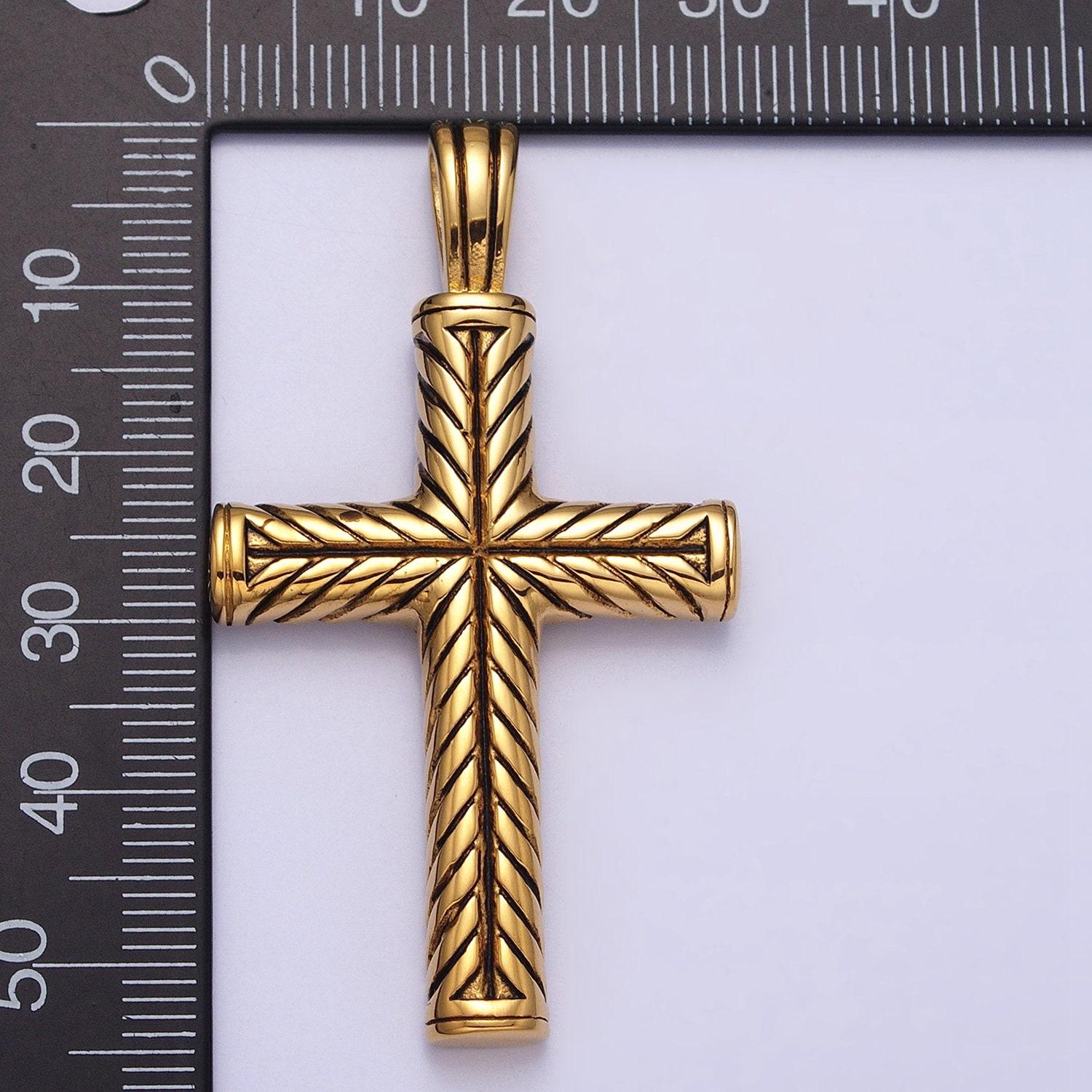 Men chevron cross necklace pendant stainless steel chevron cross charm necklace religious statement jewelry making supply