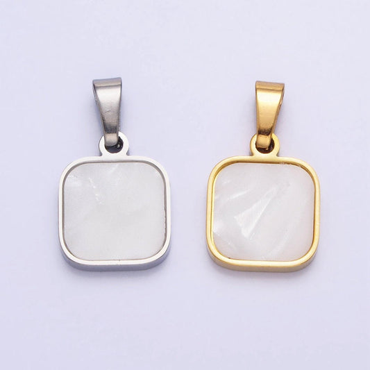 Dainty shell pearl pendant necklace minimalist white pearl square charm for necklace earring bracelet component p-1149