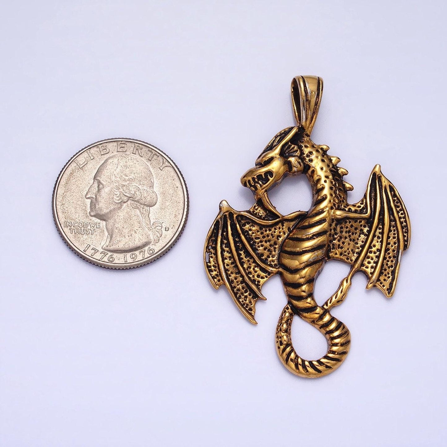 Stainless steel dragon pendant for necklace men jewelry emo punk rock tennager necklace gold silver | p-1148