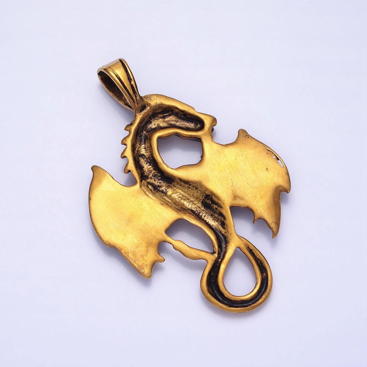 Stainless steel dragon pendant for necklace men jewelry emo punk rock tennager necklace gold silver | p-1148