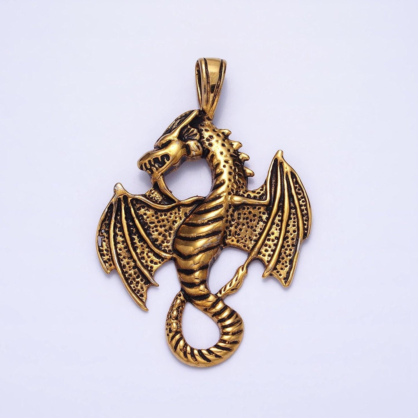 Stainless steel dragon pendant for necklace men jewelry emo punk rock tennager necklace gold silver | p-1148