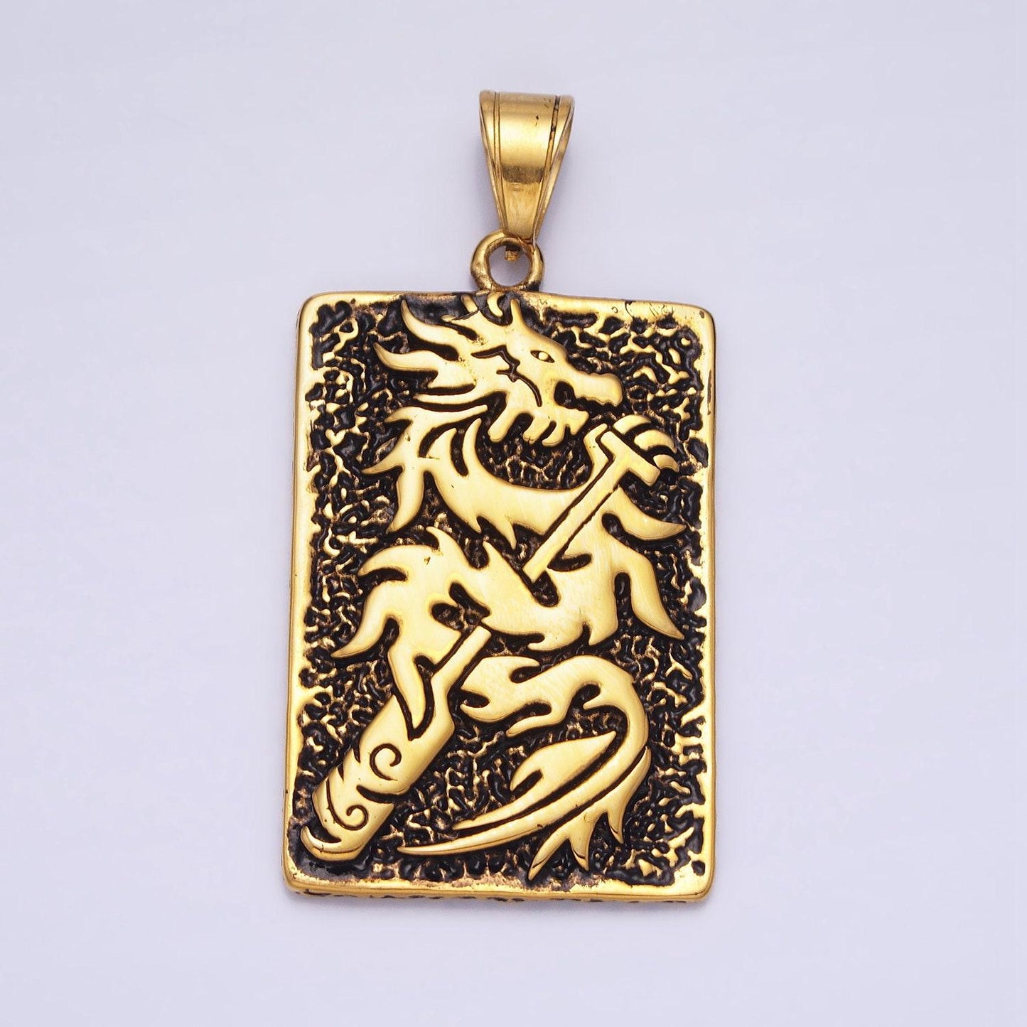 Men dragon tablet pendant necklace stainless steel jewelry heavy weight jewelry statement necklace supply p-1141