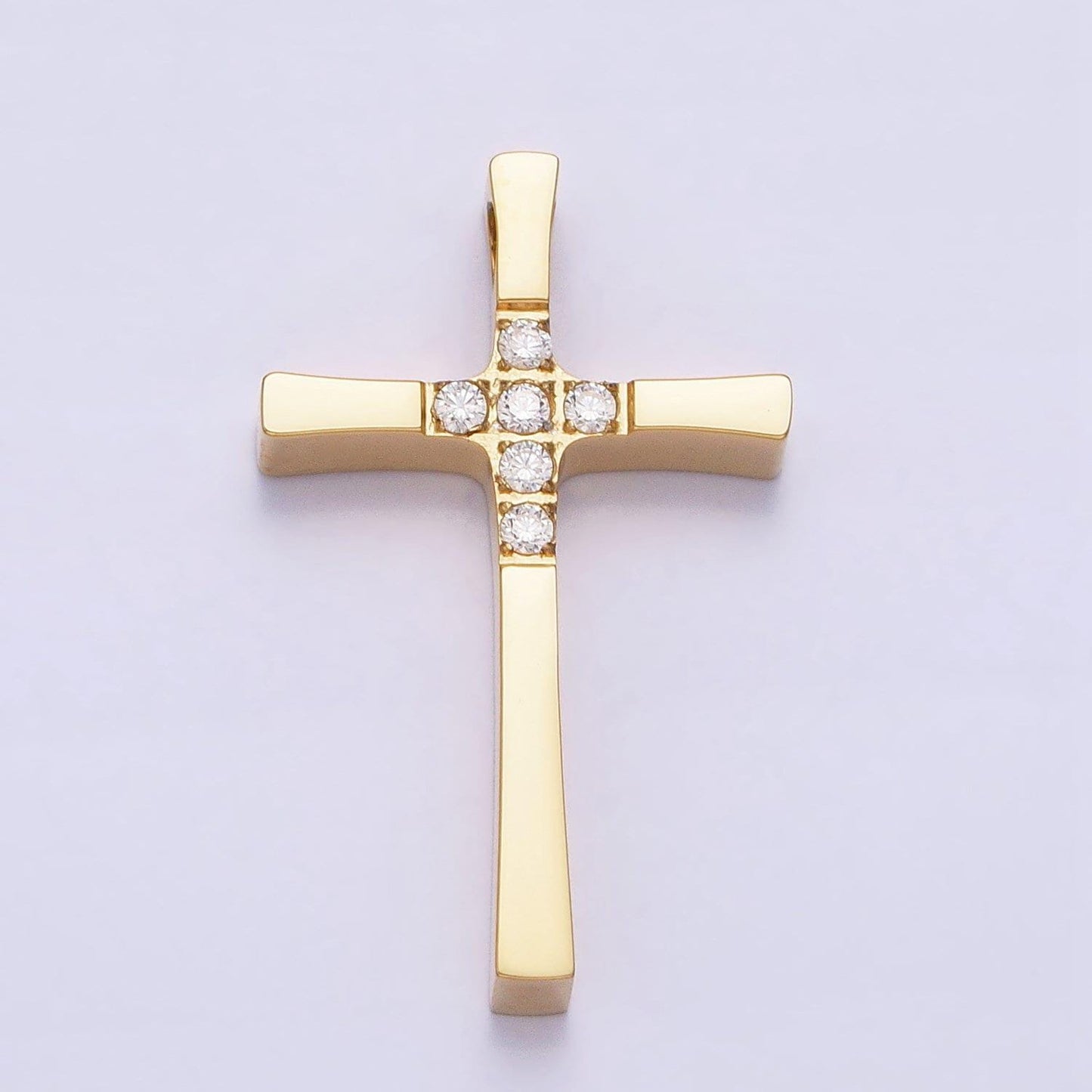 1pc stainless steel gold large cross pendant for diy jewelry making cz charms religious necklace | p-1138