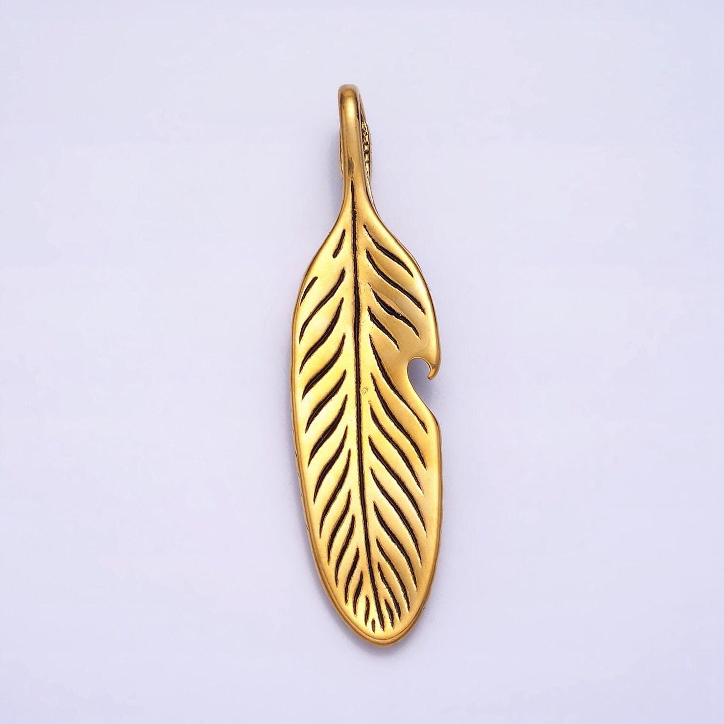 Men indian feather charm stainless steel tribe charm in antique silver gold heavy hard pendant lead nickel free tarnish free | p-1139