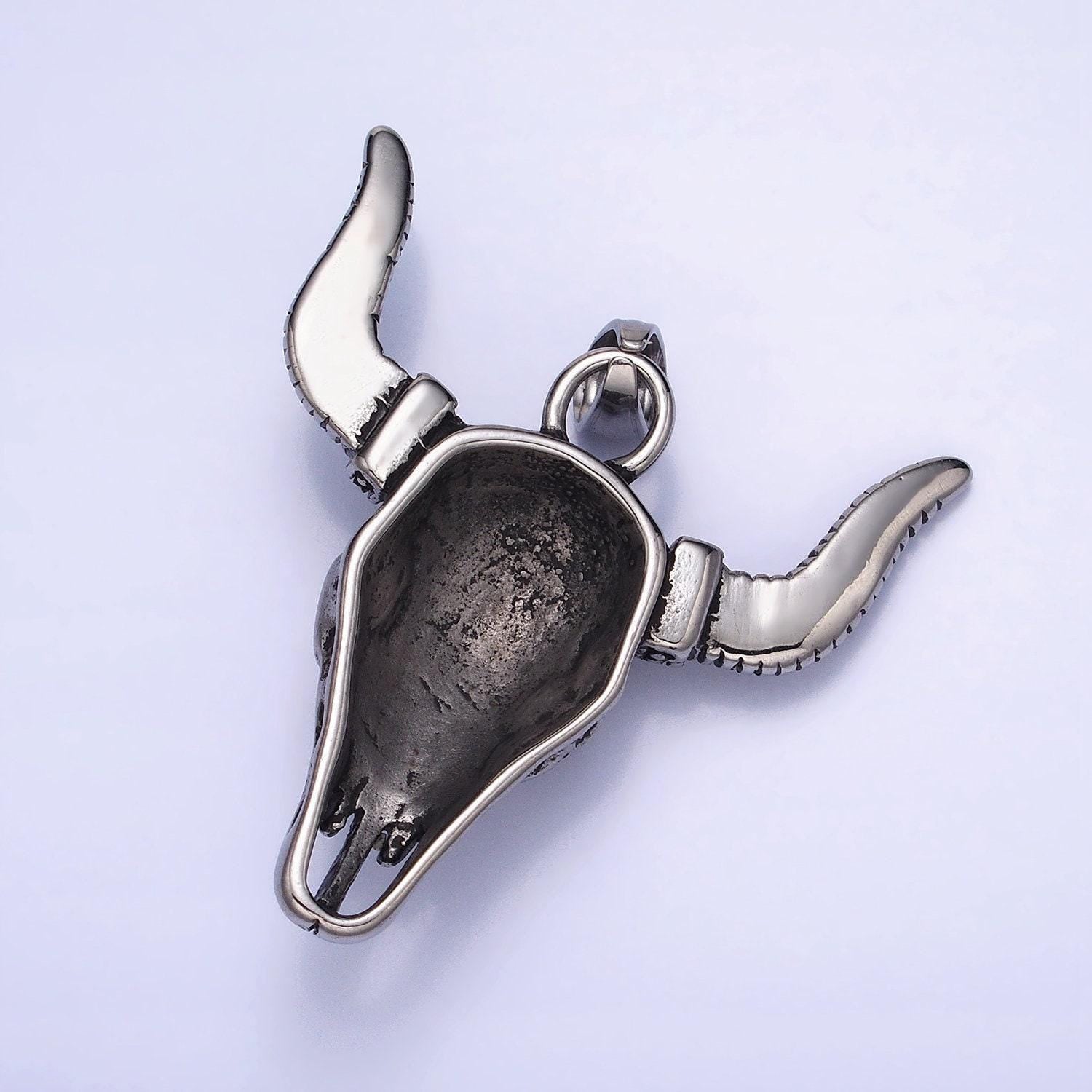 Big devil pendant hard ram goat skull horn pendant, gothic style pendant, gift to him biker punk rock hip hop statement emo jewelry p-1135