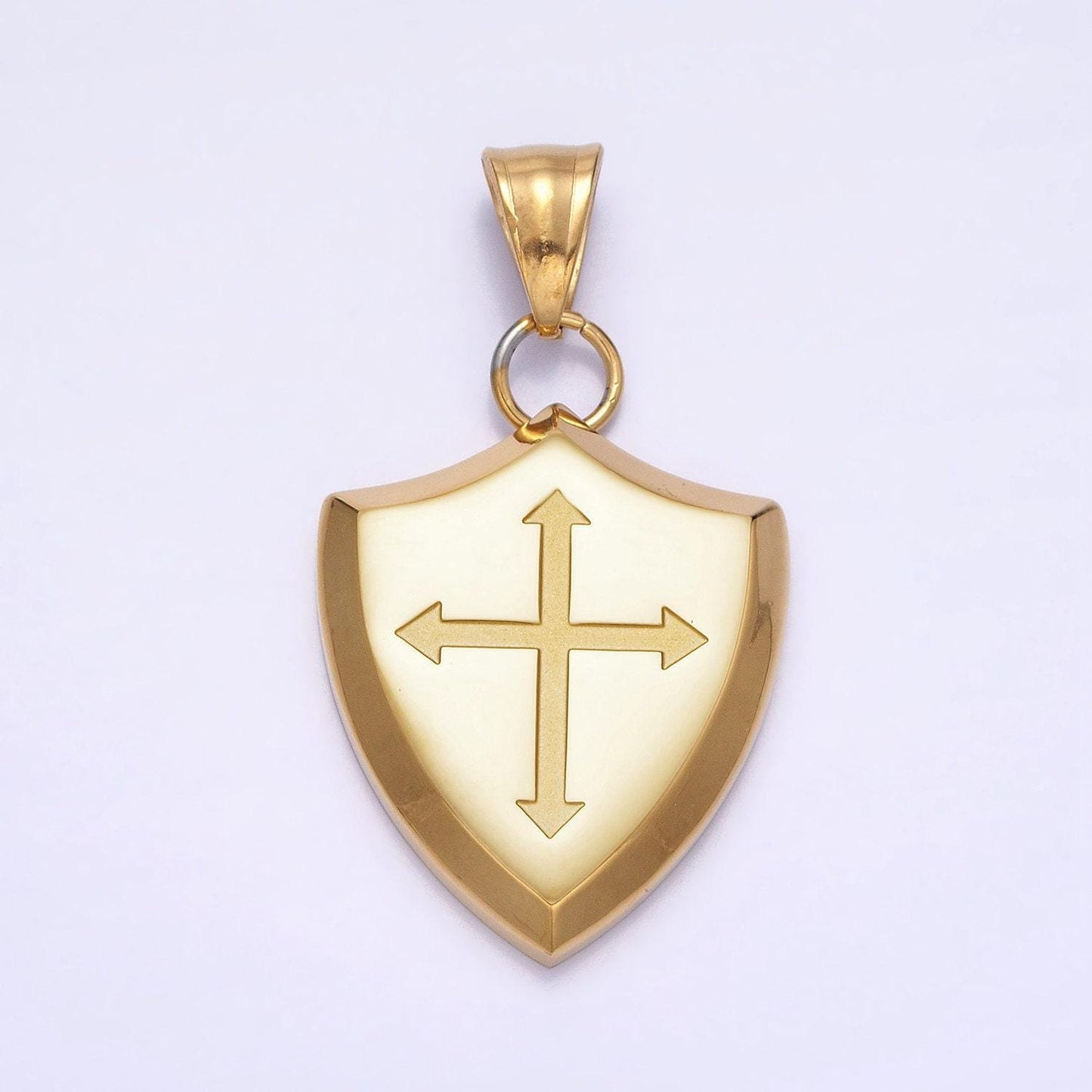Men shield necklace pendant mens cross stainless steel shield of faith religious christian jewelry shield charm p-1134