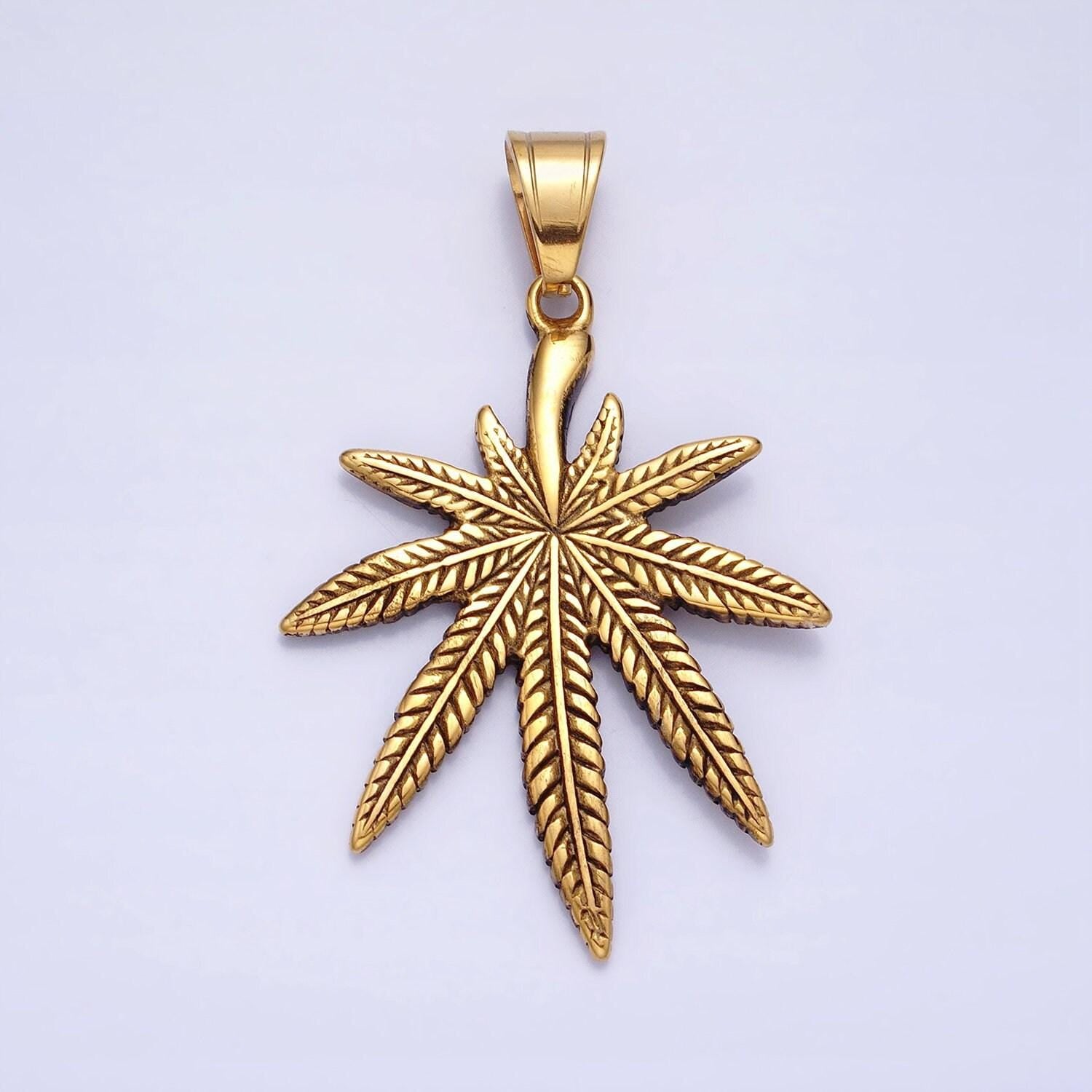 Cannabis pendant dainty marijuana leaf charm necklace bracelet earring mary jane gold silver charm 420 jewelry gift idea | p-1132