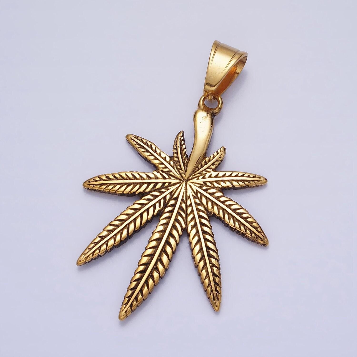 Cannabis pendant dainty marijuana leaf charm necklace bracelet earring mary jane gold silver charm 420 jewelry gift idea | p-1132