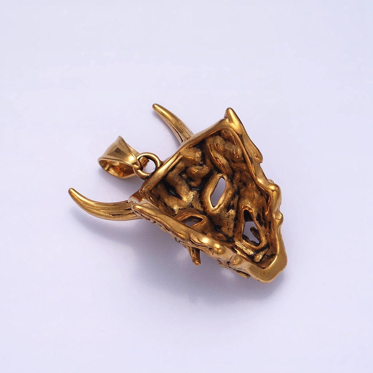 Men japanese devil hannya mask necklace pendant stainless steel 3d devil satan halloween emo jewelry inspired p-1133
