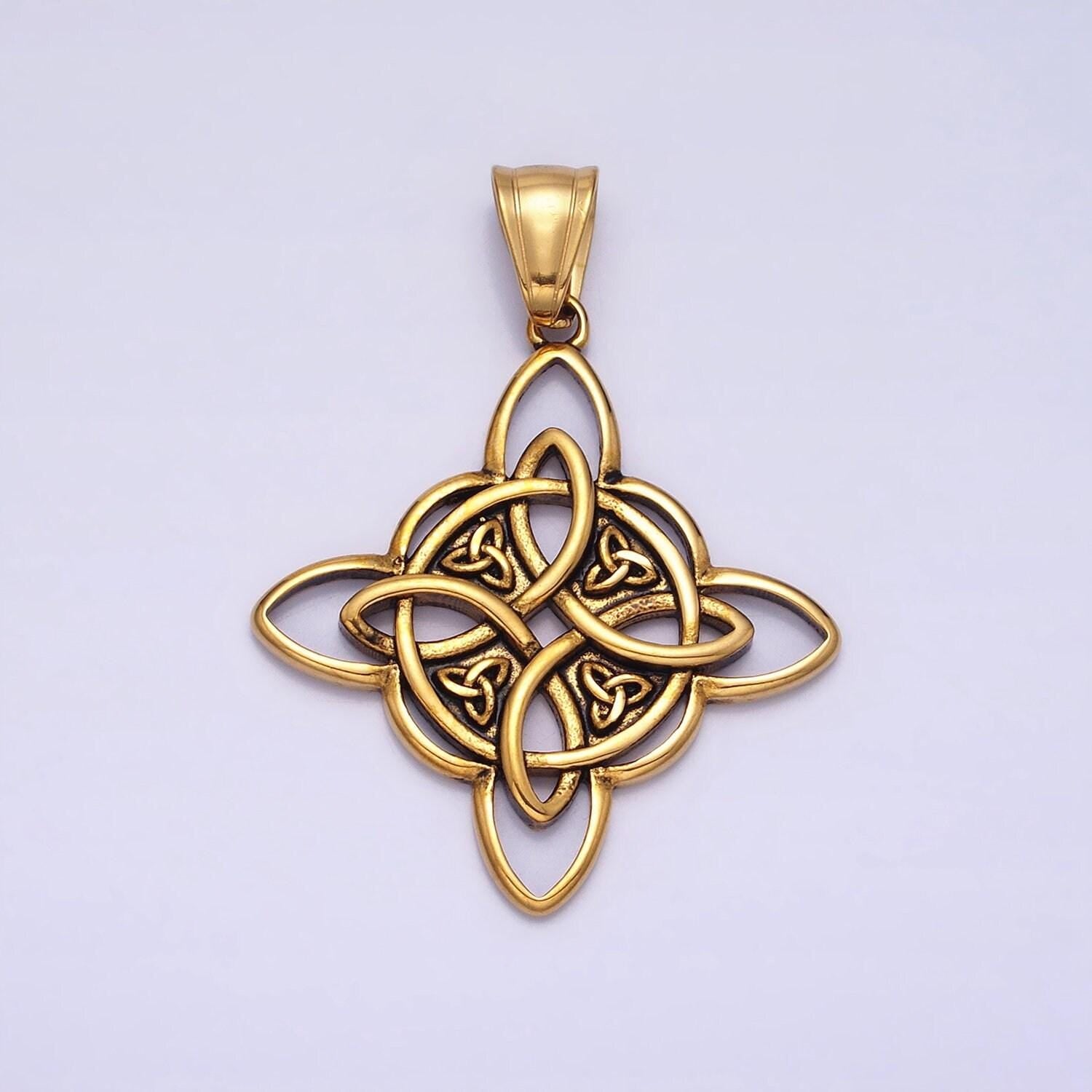 Stainless steel charm in gold & silver tag celestial pendant lead nickel free tarnish free | p-1129