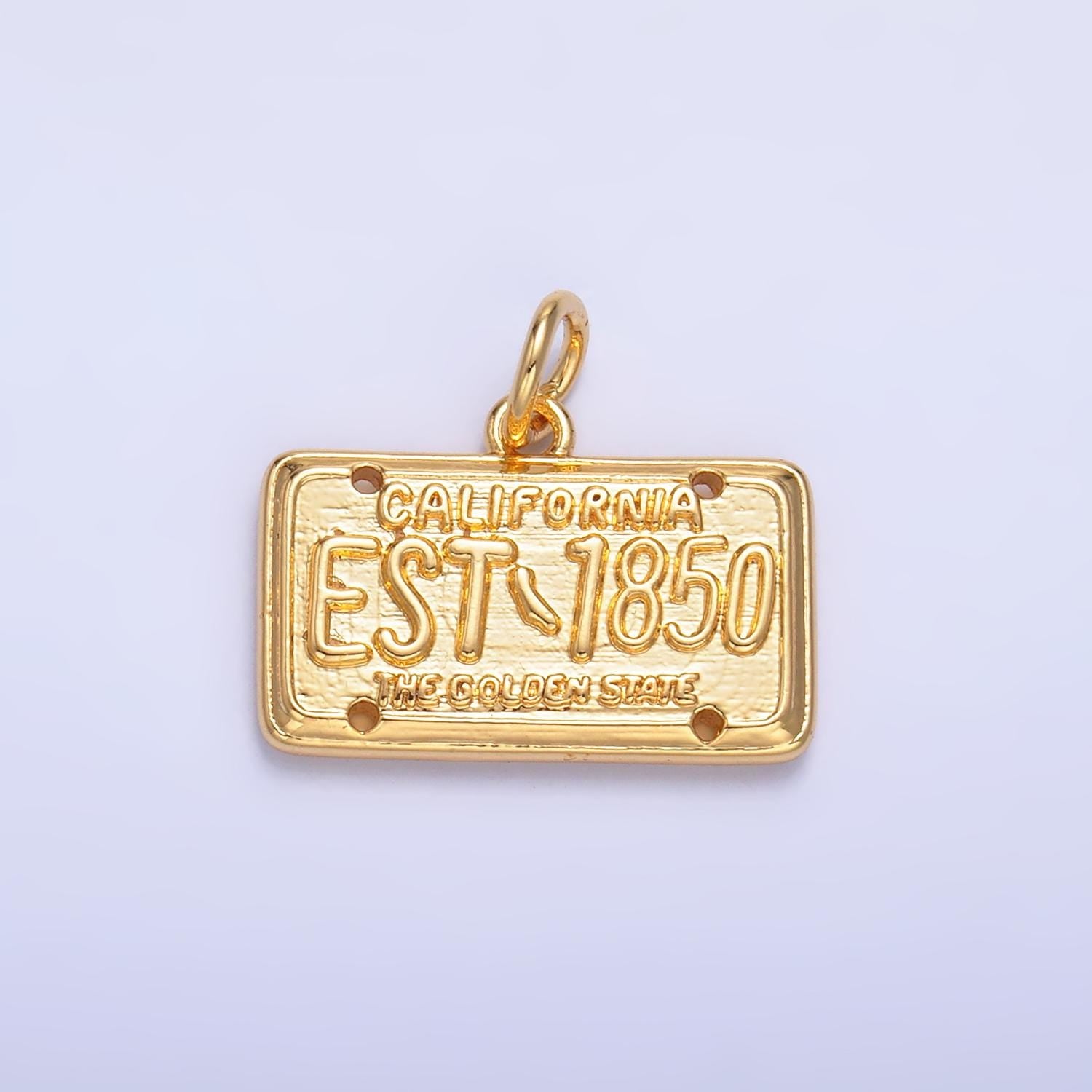 Dainty Gold Filled California Charm for Bracelet Necklace Girl Dangle Charm Travel Charm Gift Idea The Golden State License Plate W395