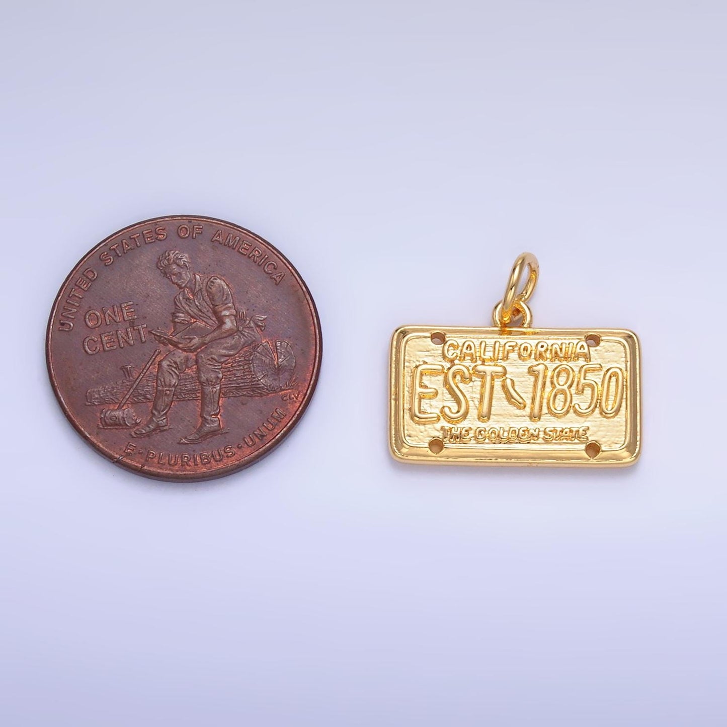 Dainty Gold Filled California Charm for Bracelet Necklace Girl Dangle Charm Travel Charm Gift Idea The Golden State License Plate W395
