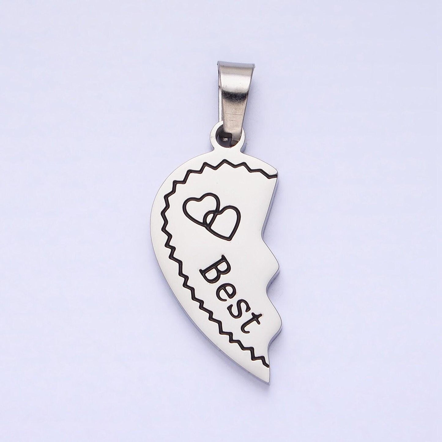 1 set stainless steel two half heart puzzle pieces pendant in silver & gold | p-1128
