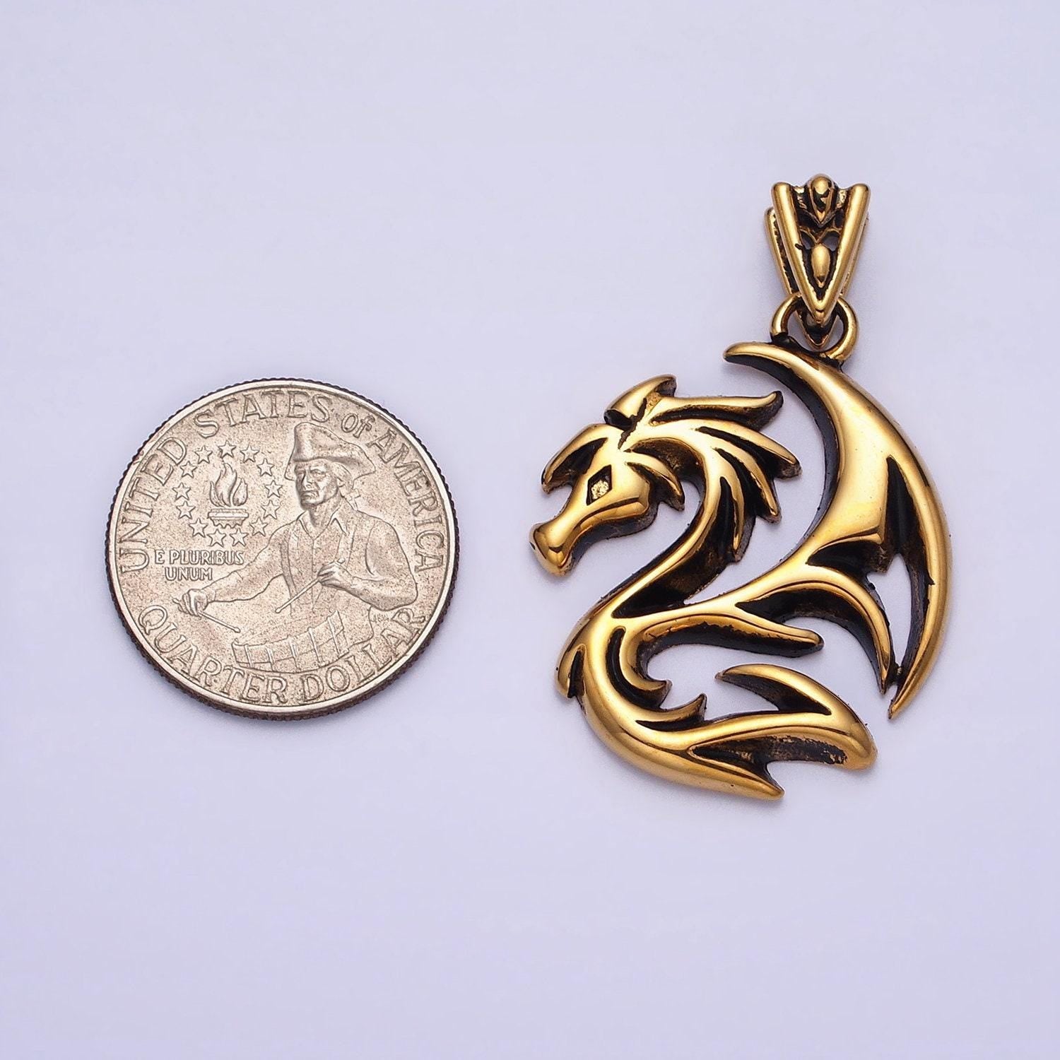 Stainless steel dragon pendant for necklace men jewelry emo punk rock teenager necklace | p-1127