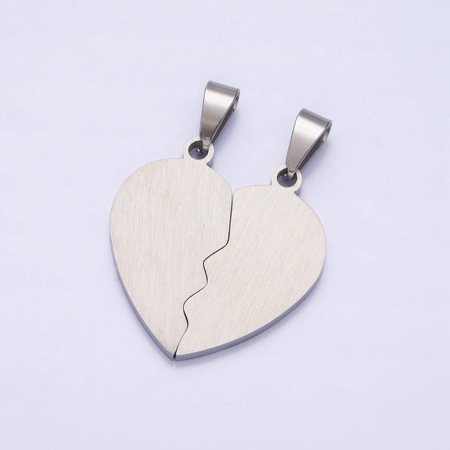 1 set stainless steel two half heart puzzle pieces pendant in silver & gold | p-1128