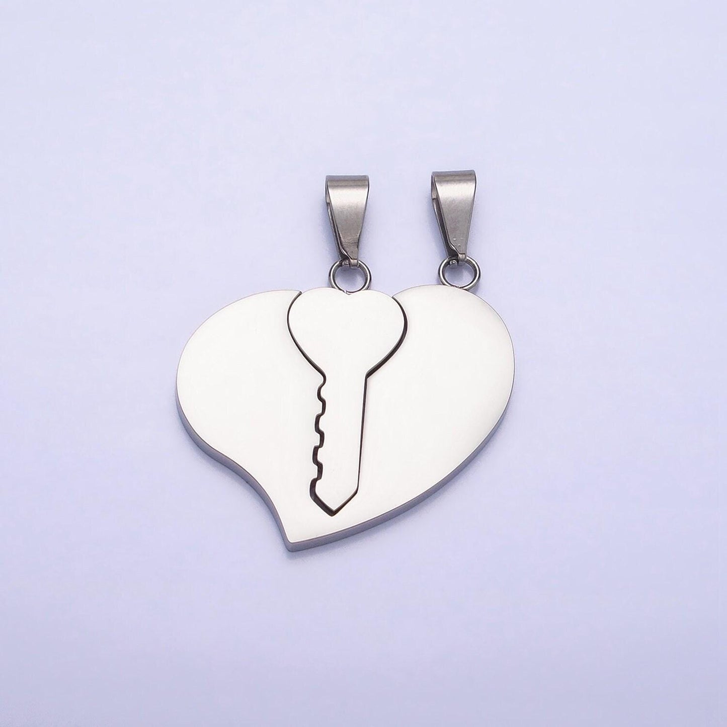 1 set stainless steel gold key pendant charm - key to my heart love necklace charm for couple handmade jewelry gift idea p-1124