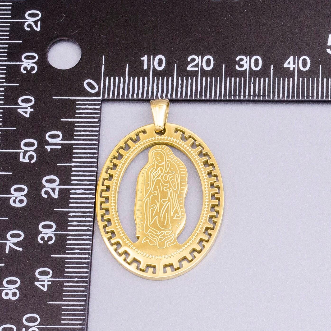 Stainless steel virgin mother mary miraculous medal gold fill oval pendant charm religious medallion pendant healing prayer catholic charm