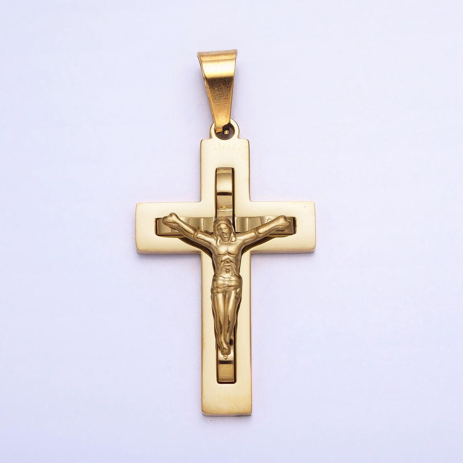 Jesus crucifix pendant, silver cross religious jewelry making for men, gift for father, silver man jewelry unisex necklace p-1119