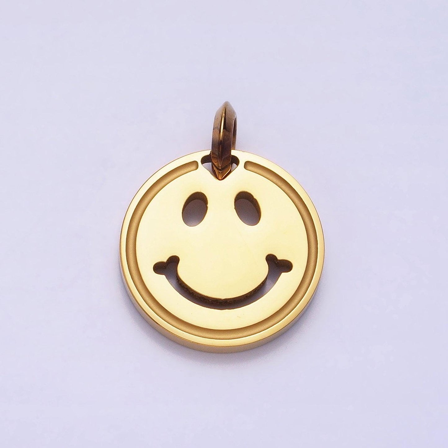 Stainless steel double sided emoji face clover charm in gold & silver boy girl face friendship necklace bracelet | p-1120