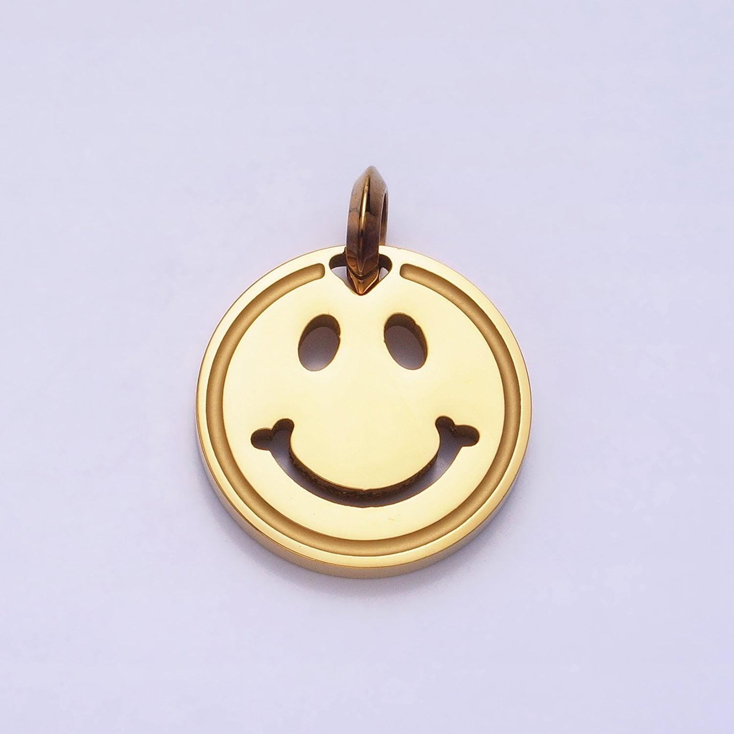 Stainless steel double sided emoji face clover charm in gold & silver boy girl face friendship necklace bracelet | p-1120