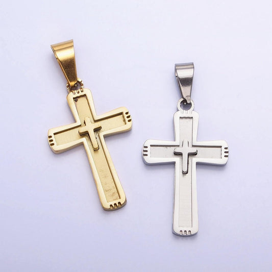 Stainless steel cross pendant in gold silver for unisex statement religious jewelry making | p-1118