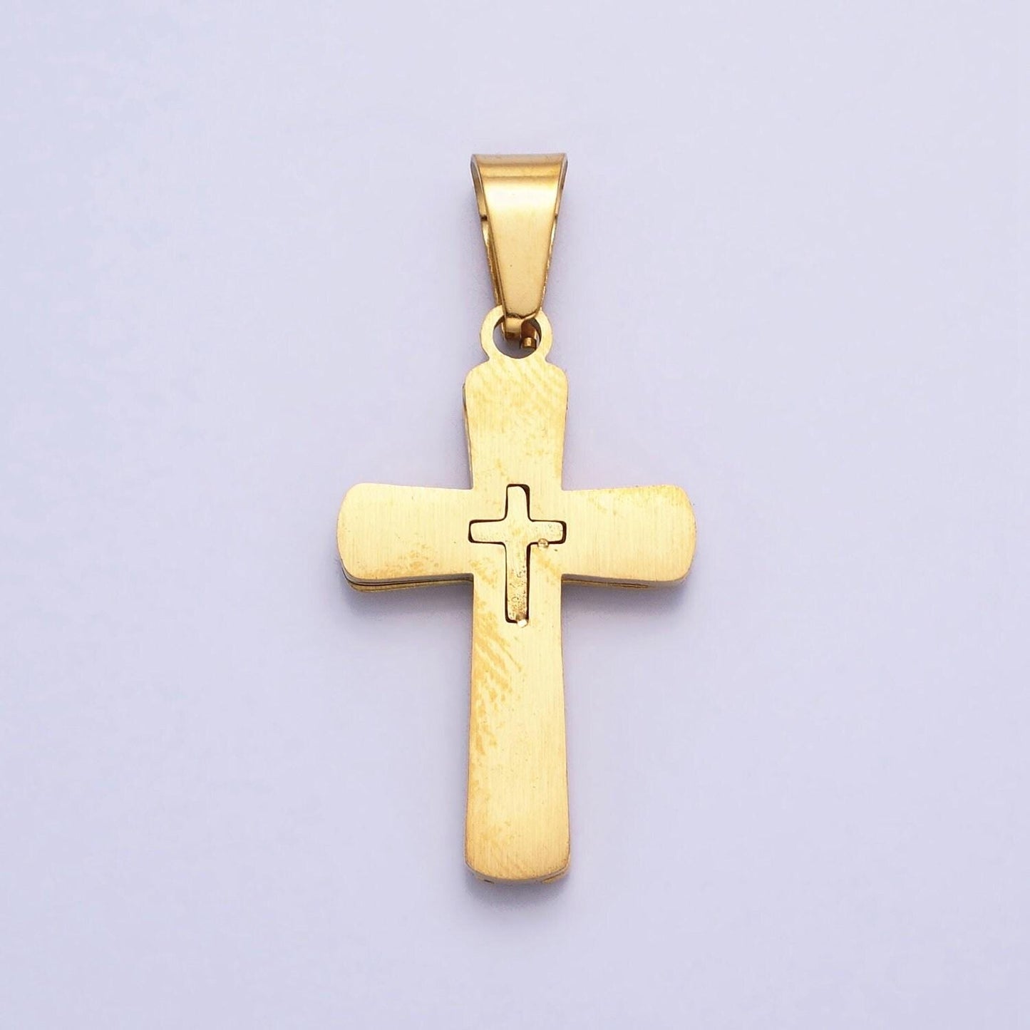 Stainless steel cross pendant in gold silver for unisex statement religious jewelry making | p-1118