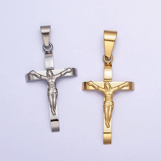 Crucifix cross pendant in 24k gold filled jesus in the cross medallion for religious unisex jewelry making p-1114