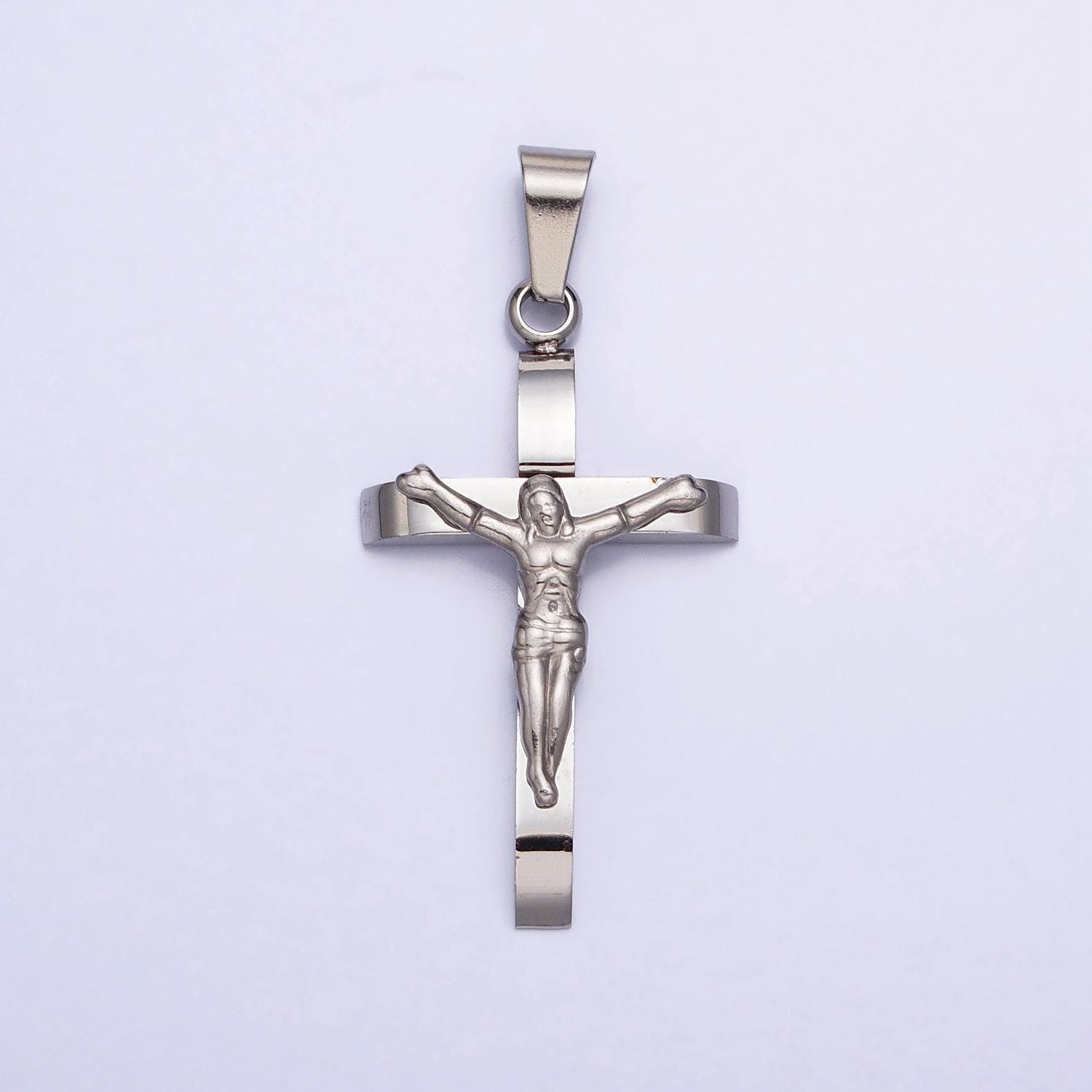 Crucifix cross pendant in 24k gold filled jesus in the cross medallion for religious unisex jewelry making p-1114