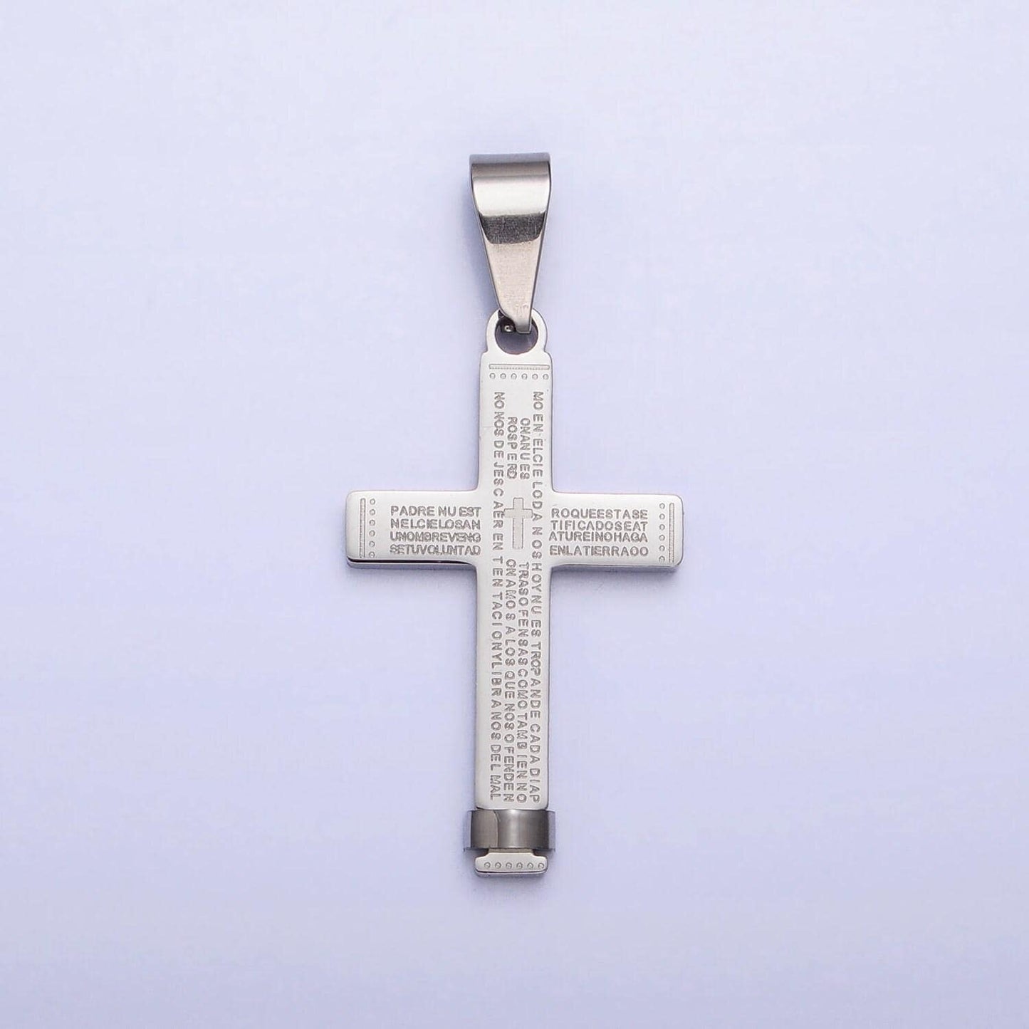Gold padre nuestro cross pendant, lord prayer in spanish cross stainless steel cross pendant men unisex religious jewelry p-1113