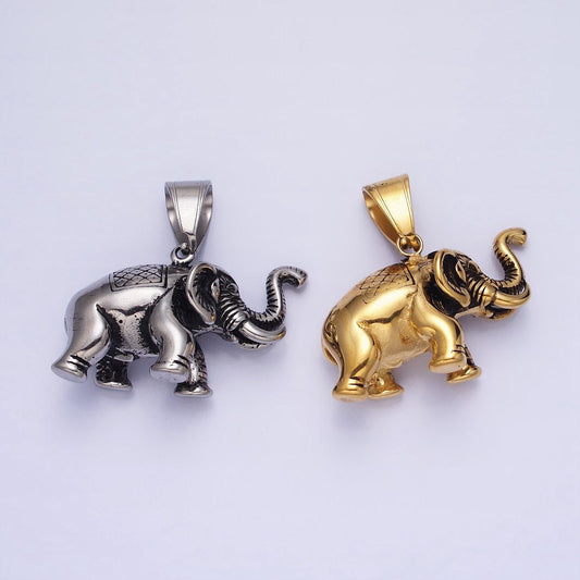 Dainty stainless steel elephant charm silver wild animal safari charm | p-1110