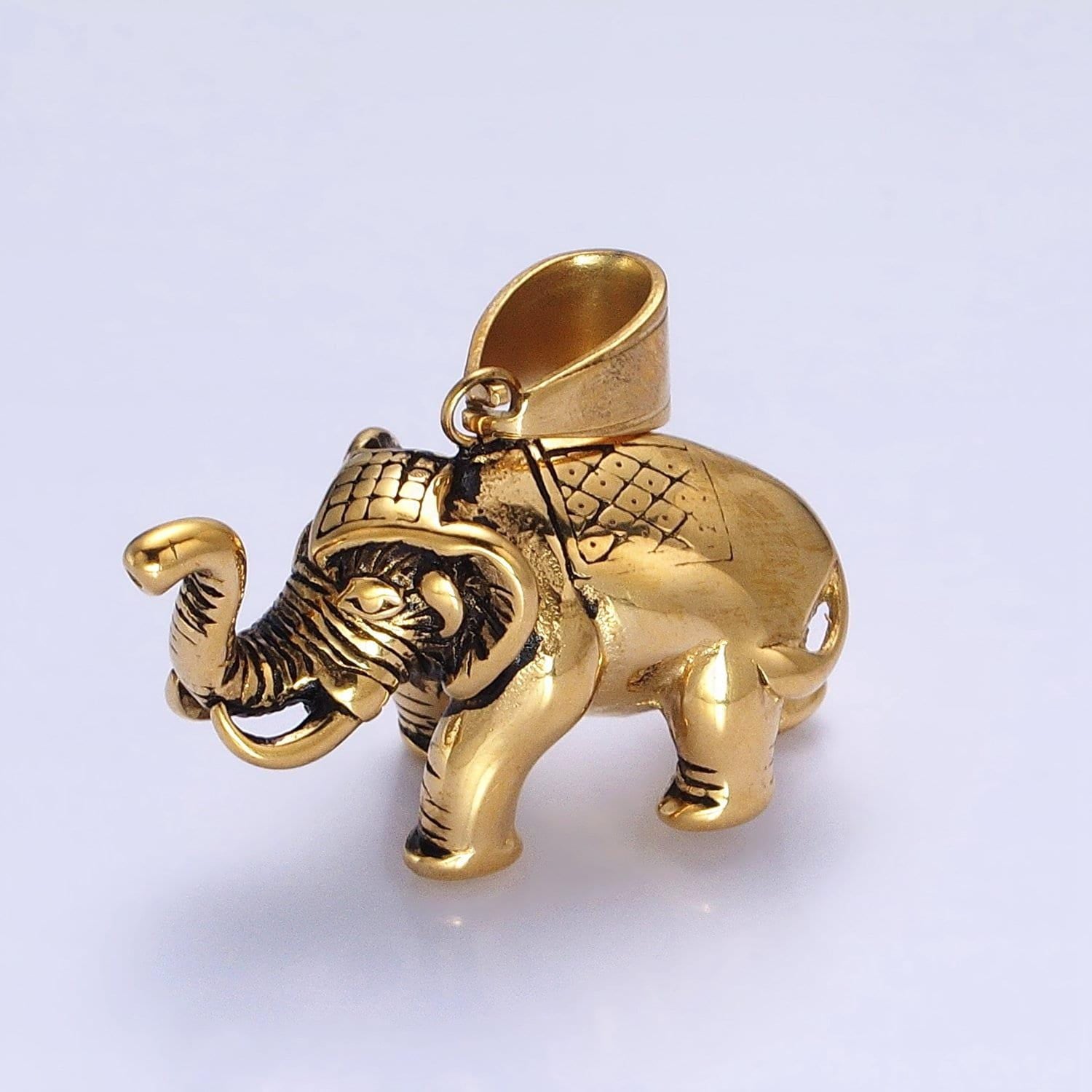 Dainty stainless steel elephant charm silver wild animal safari charm | p-1110