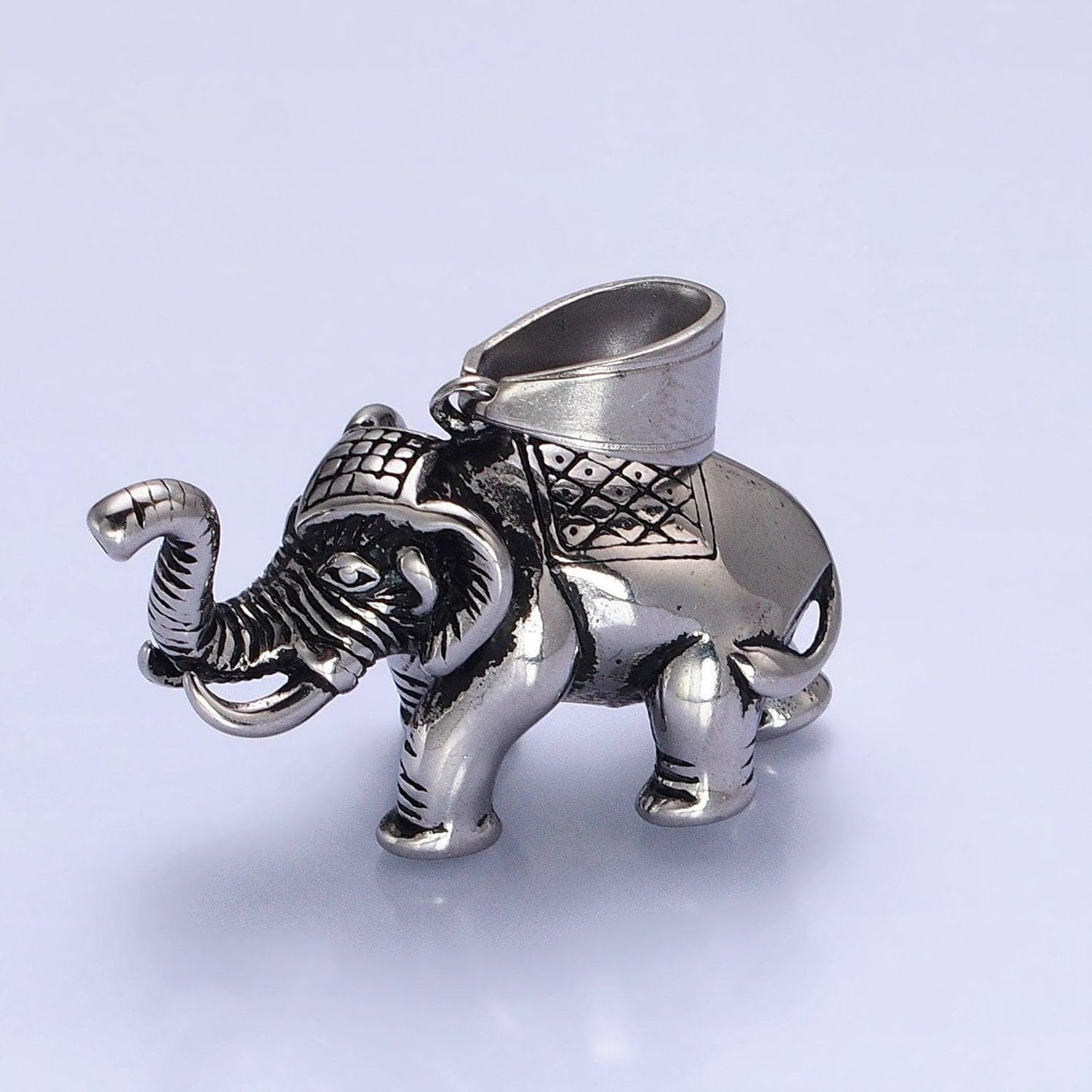 Dainty stainless steel elephant charm silver wild animal safari charm | p-1110