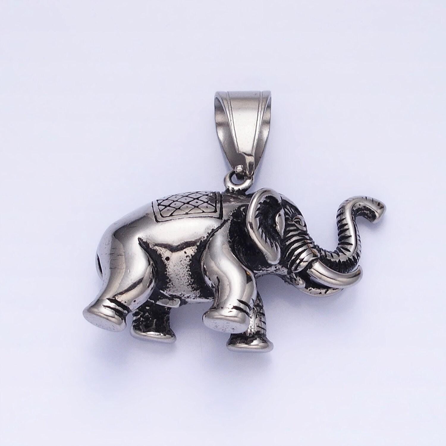Dainty stainless steel elephant charm silver wild animal safari charm | p-1110