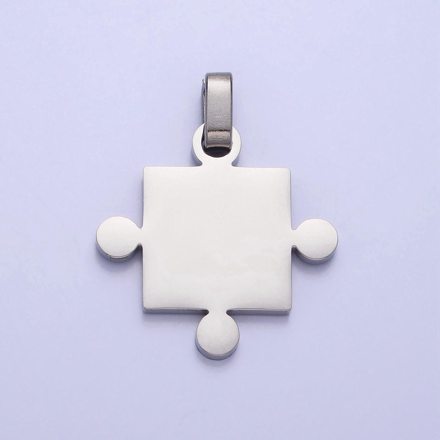 Stainless steel two puzzle pieces pendant in silver & gold autism awareness jewelry inspired | p-1109