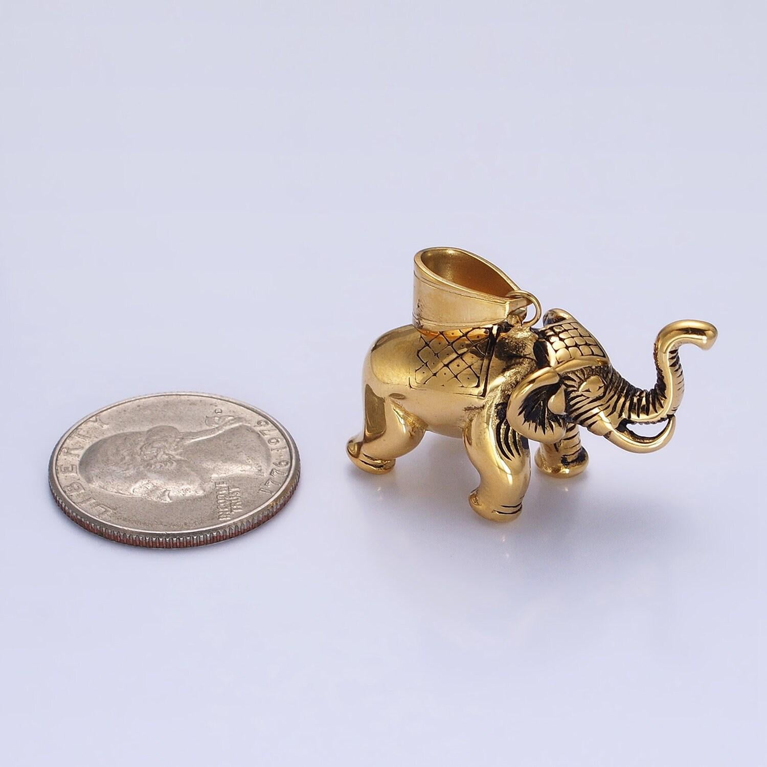 Dainty stainless steel elephant charm silver wild animal safari charm | p-1110